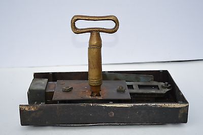 Huge Antique Iron/Brass Door Rim Mortise Box Lock W. Original Huge Skeleton Key