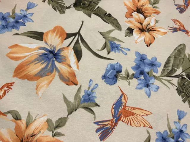 Floral Bird Cotton Upholstery Fabric Tablecloth