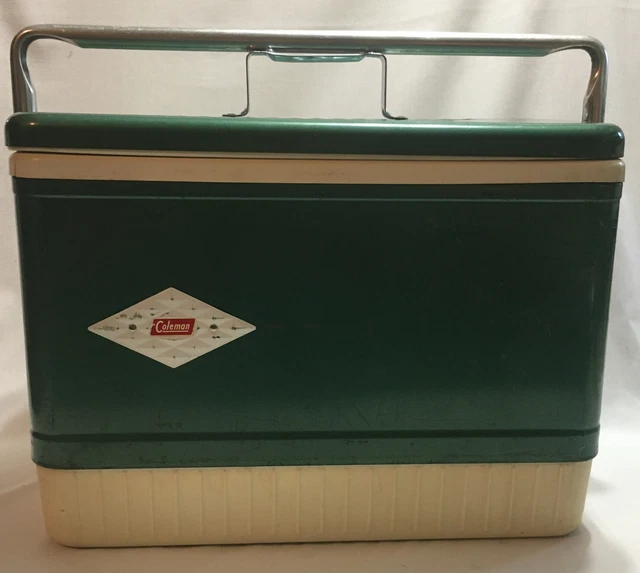 VINTAGE DIAMOND LOGO Coleman Snowlite Cooler Classic Green and White