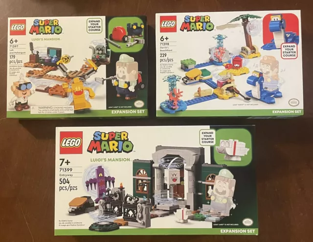 Lot 3 Super Mario Lego Luigi's Mansion 71397 71398 71399 Expansion Sets - NEW