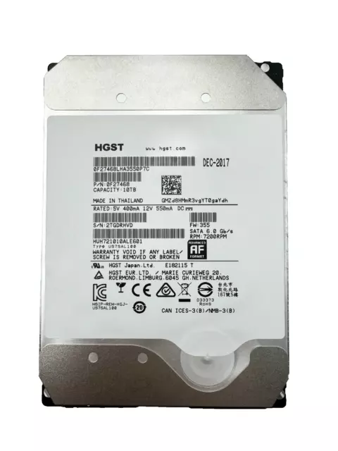 HUH721010ALE601 - Hitachi 10TB 7.2K 6G SATA 3.5" HDD (ALT to HUH721010ALE604)