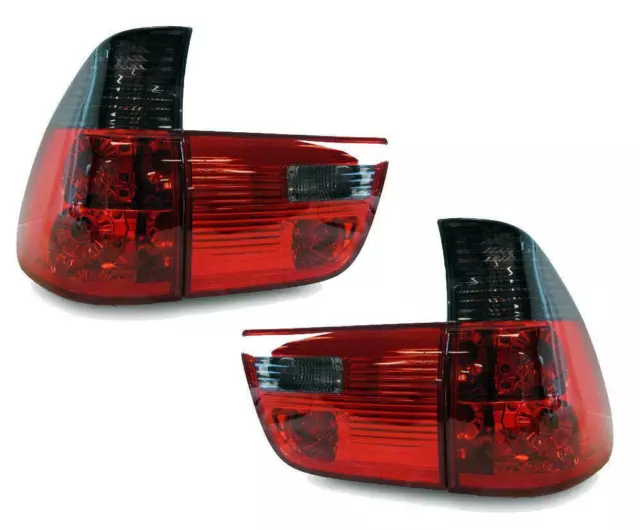 Back Rear Tail Lights Lamps For BMW E53 X5 00-06 In Red Smoke Crystal-Look