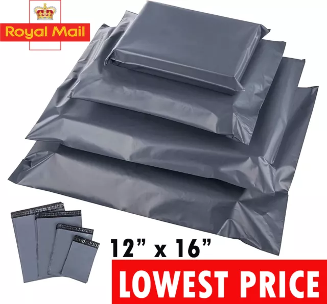 12 x 16" Grey Mailing Bags Strong Parcel Postage Plastic Post Poly Self Seal