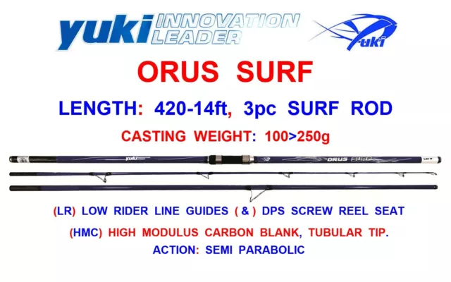 YUKI ORUS SURF 14ft 3pc SURF ROD SEA BEACH FISHING HMC CARBON BEACHCASTER ROD