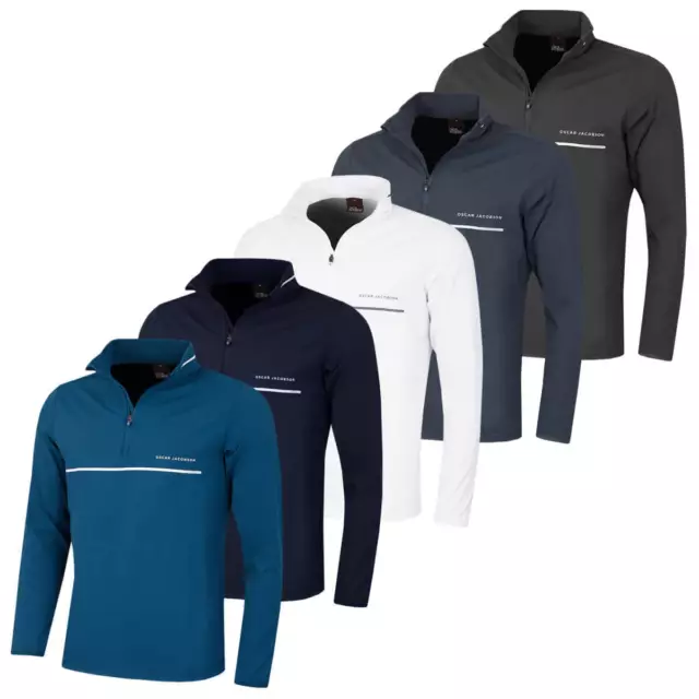 Oscar Jacobson Mens Darwin Lightweight 4 Way Stretch 1/4 Zip Sweater 50% OFF RRP