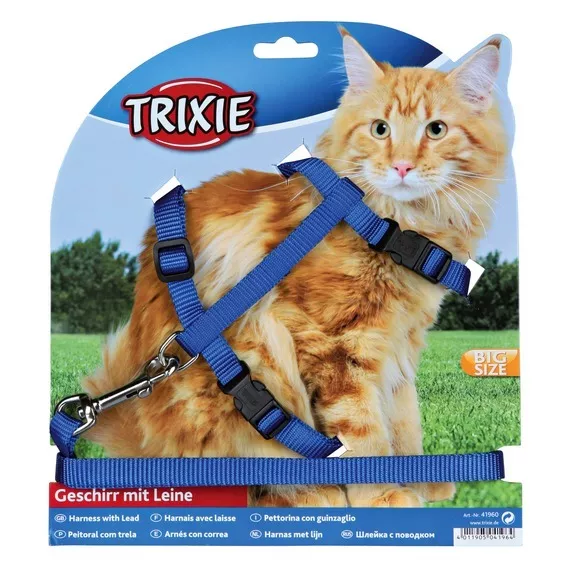 Neuf ensemble harnais / plomb pour chat Trixie pour grand chat nylon 34-57 cm 41960