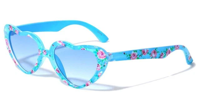 Kids Youth Girls Heart Shaped Floral Flowers Sunglasses Love Retro Fashion Cute