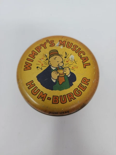 “Wimpy’s Musical Ham-Burger” tin 1936 Popeye Rare Litho Music Toy Made In USA