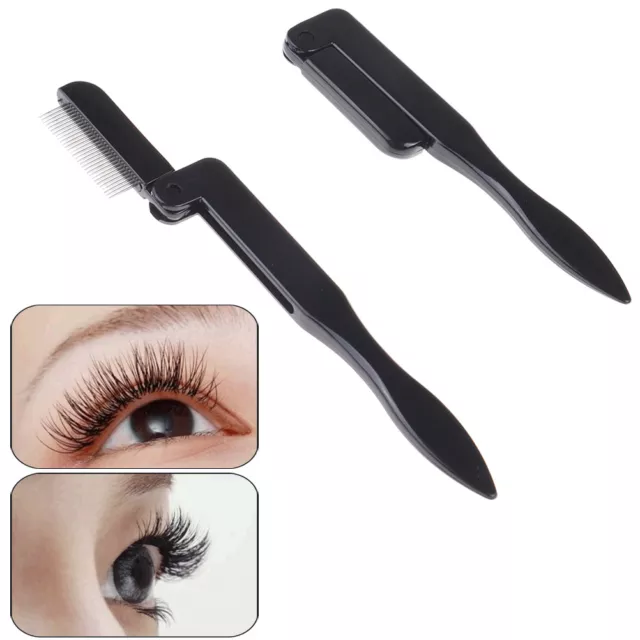 Foldable eyelash comb metal eyebrow brush tool mascara separator lash curl bl(-)