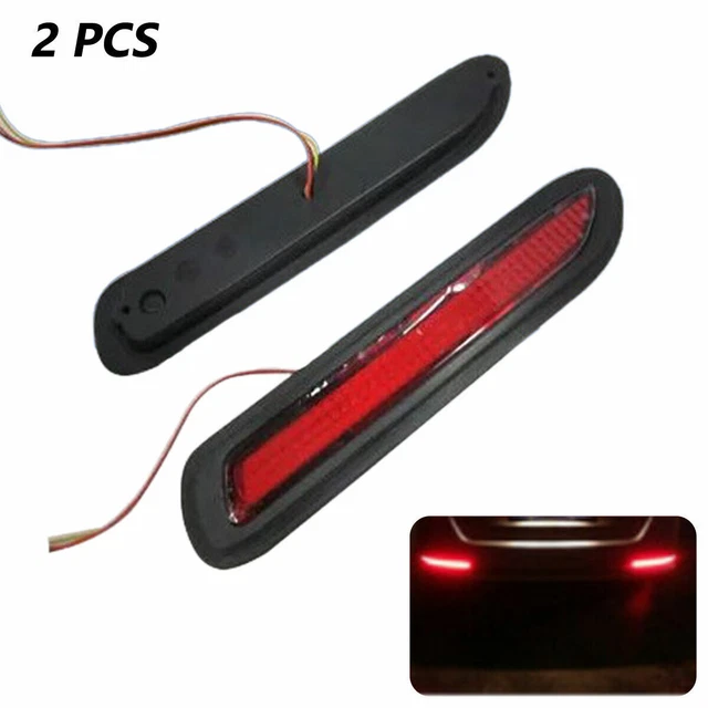 12V 2X Red Lens LED Car Rear Bumper Reflectors Taillight Brake Fog  Light 5W