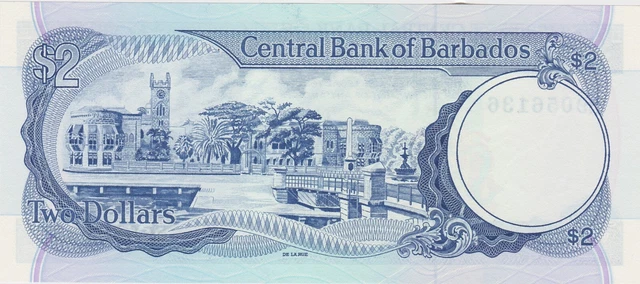 P36 Barbados Two Dollars Banknote In Mint Condition Issued In 1986 2