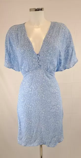NWT Mango MNG Blue Ditsy Floral Viscose Tea Dress Size Large UK