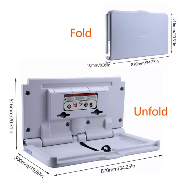 Baby Changing Station Wall Mounted Diaper Changing Table Horizontal Fold Down