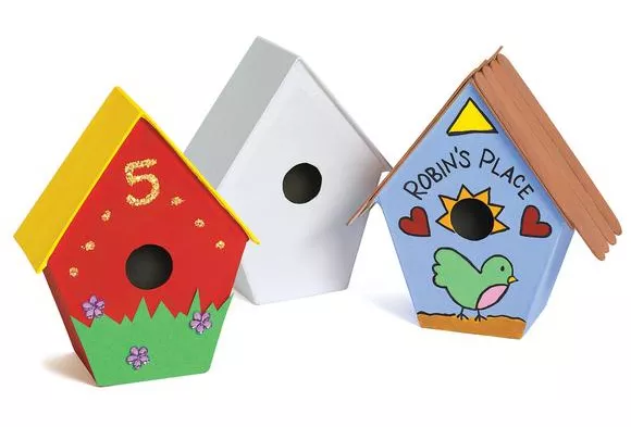 6 x Bird House box decoupage 6 piece pack shapes craft decopatch party activity