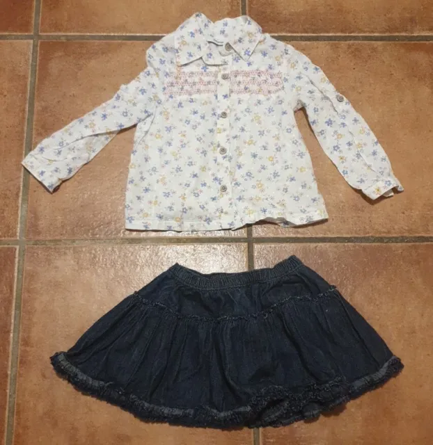 Camicia floreale super carina/camicia floreale e abito gonne denim - età 2-3 anni