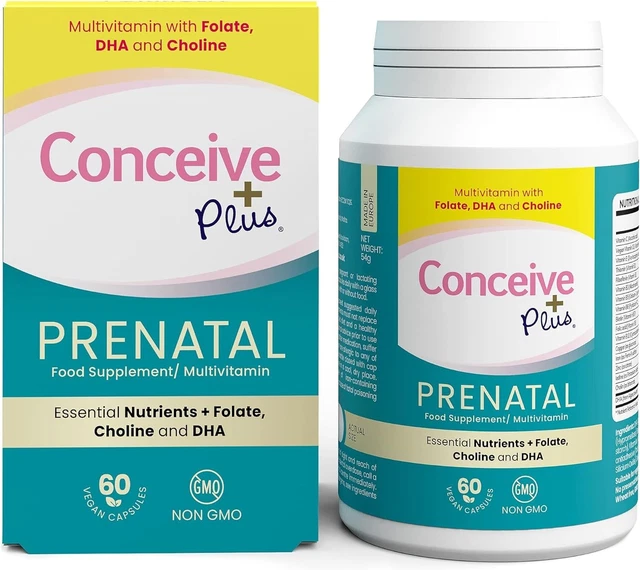 CONCEIVE PLUS PRENATAL Multivitamin + DHA, Choline, Folate. Non GMO