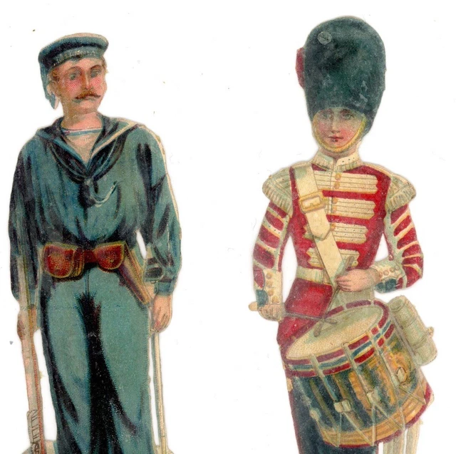 Antique Victorian Die Cut Scrap collection drummer & navy sailor 1880s #18