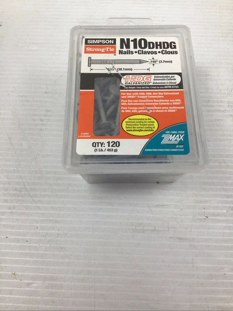 Simpson Strong Tie Nails N10DHDG for ZMax G185, box of 120, 1 lb.