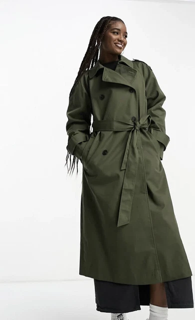ASOS DESIGN WOMENS LONGLINE TRENCH COAT IN KHAKI SIZE 8 -10 (runs large) ASOS DESIGN WOMENS LONGLINE TRENCH COAT IN KHAKI SIZE 8 -10 (runs large)