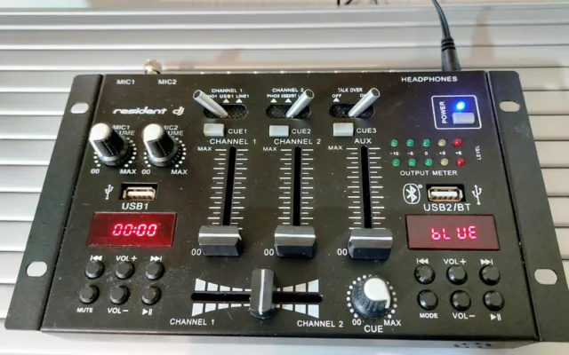 DJ-22BT MKII Mixer 3/2-Kanal-DJ-Mischpult BT 2xUSB Crossfader Talkover