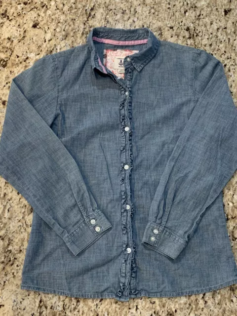 Lands End Button Up Shirt Girls Size XL 14-16 Long Sleeve Top