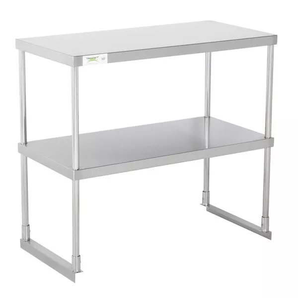 18"W x 36"L x 32"H Stainless Steel Double Deck Overshelf For Work Prep Tables