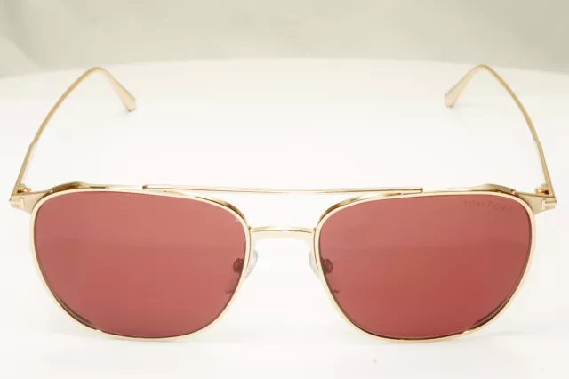 Tom Ford Gold Maroon Red Sunglasses Metal Square Mens Pilot Kip TF 692 28S 2