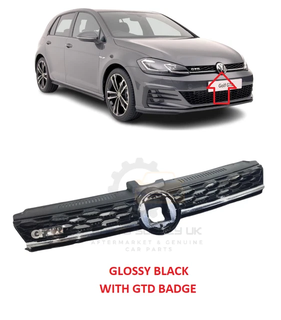 New For Vw Golf 7.5 Gtd 2018-2020 Front Radiator Center Grille Glossy Black