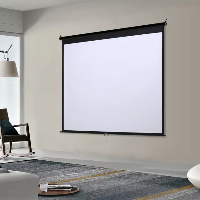 Electric / Manual Pull-Down 60-120" Projector Screen White Matte Home Cinema 4:3