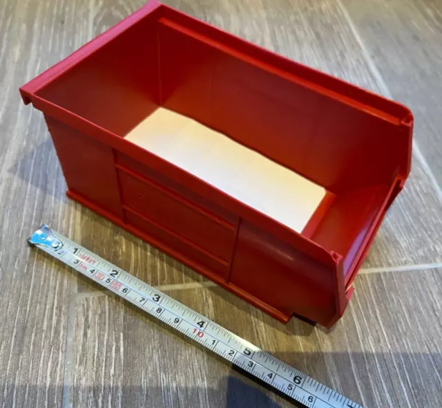 BARTON x20 Red Plastic Parts Lipped Bins / Boxes Storage 16x9x7cm + 40 Labels