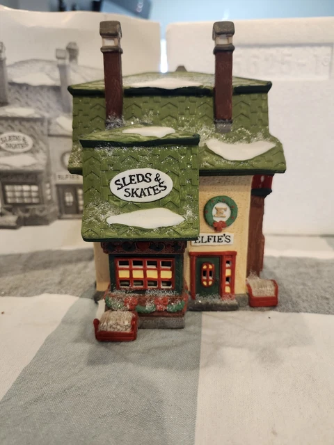 Dept 56 - North Pole Village - Elfies Sleds & Skates - 1992 W/ Light and Box