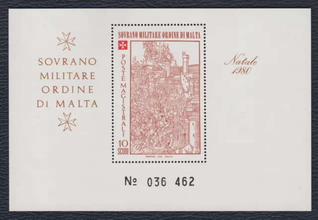 S.M.O.M Sovereign Military Order of Malta 1980, S/S Christmas, MNH, SAID #MS14