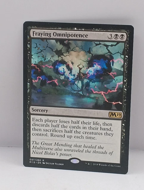 Fraying Omnipotence 1x FOIL M19 MTG Core Set 2019 Rare MINT black Fraying Omnipotence 1x FOIL M19 MTG Core Set 2019 Rare MINT black