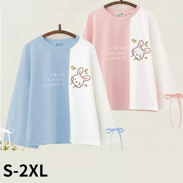 Ragazza Giapponese Kawaii Abbigliamento Top Ricamo Coniglio Maglia Fighetto Cute