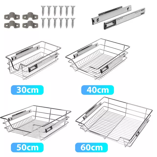 2X Teleskopschublade Korbauszug Ausziehbar vormontiert Regal Küchenschublade Set