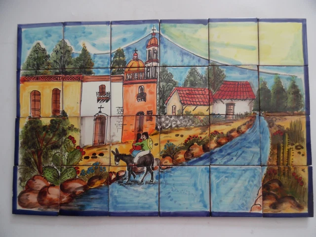 25" CERAMIC TILE MURAL mexican talavera mosaic hand painted backsplash