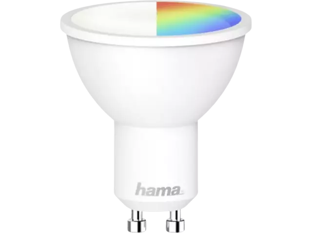 Bombilla inteligente - Hama GU10, 5.5W, WiFi, RGBW, Compatible con Alexa