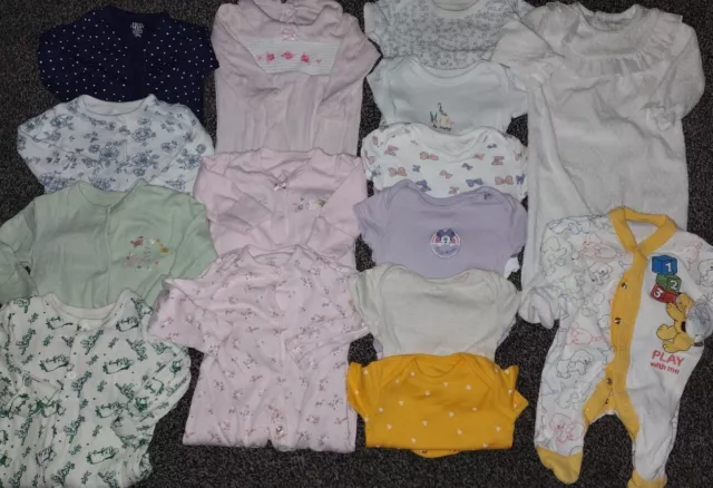 Baby Girls Gorgeous Bundle 9 Sleepsuits & 6 Vests  NEWBORN