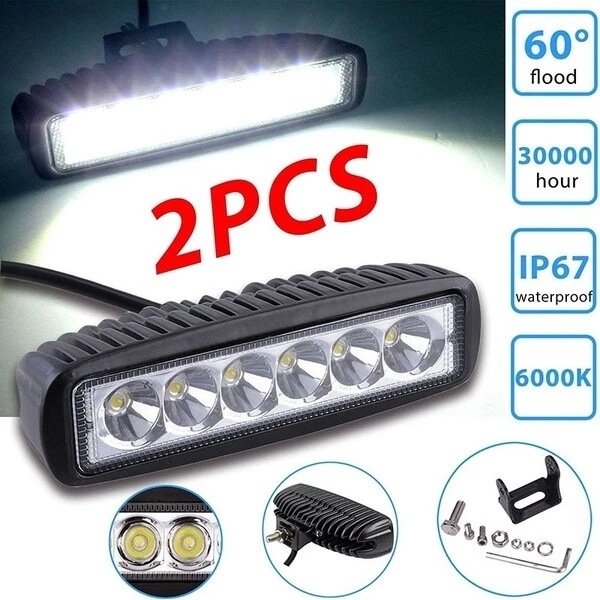 2X 18W LED Fari da Lavoro Barra Lampada Offroad Auto SUV ATV Truck Fari
