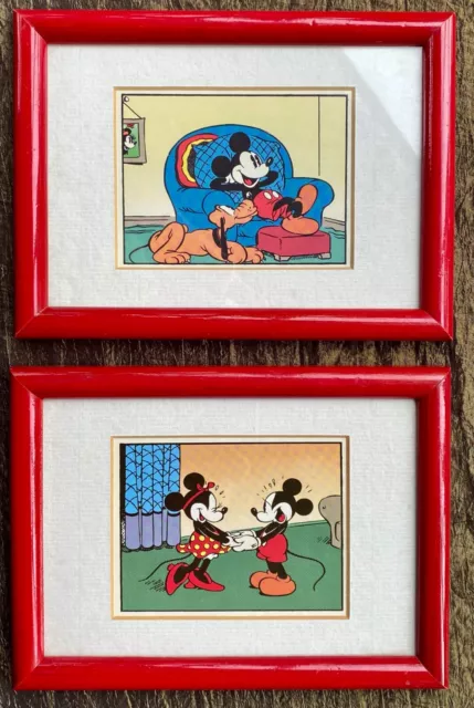 2 Repros Vintage DISNEY The Art group MICKEY Encadrés - 2 Vintage Framed Repros