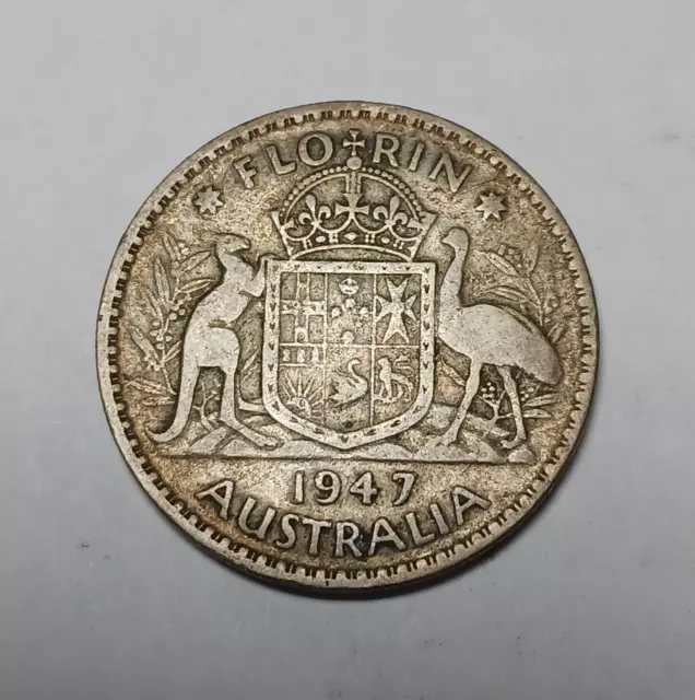 1947 Australia One Florin - Silver Coin - Two Shillings - George VI
