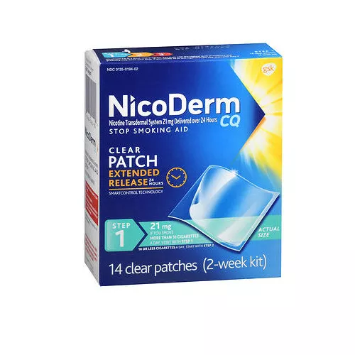 NicoDerm CQ Étape 1 Transparent Patches 14 Doses 21 MG