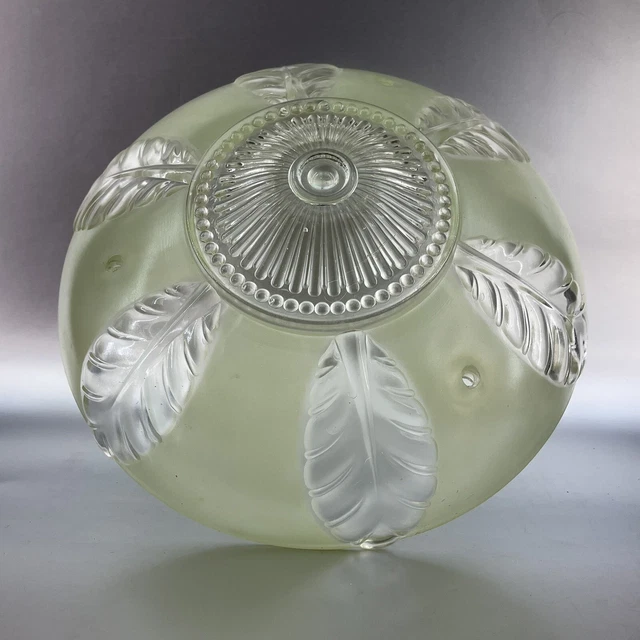 Vintage 10" Green Glass Ceiling Light Lamp Shade Globe Antique Melon Globe
