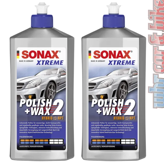 2x Sonax XTREME Polish+Wax 2 Hybrid NPT 500 ml Politur, Wachs Versiegelung