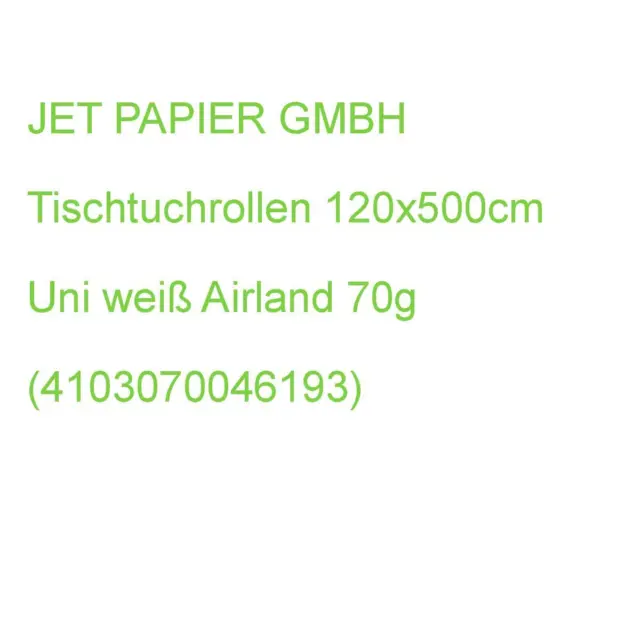 JET PAPIER GMBH Tischtuchrollen 120x500cm Uni weiß Airland 70g (4103070046193)
