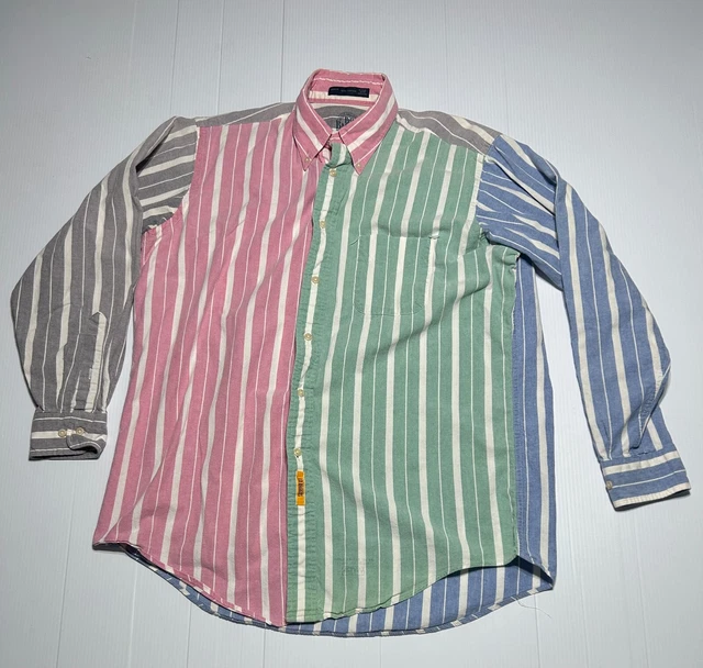 VTG BD Baggies Long Sleeve Button Down Shirt Size M Mens Colorblock Stripe (D13)