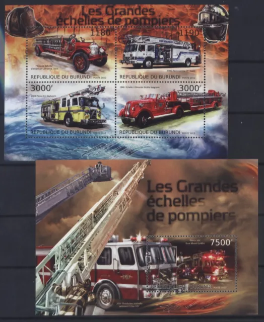Burundi 2013 - Feuerwehr Feuerspritze Leiterwagen Nr. 3298-01 + Block 384 **