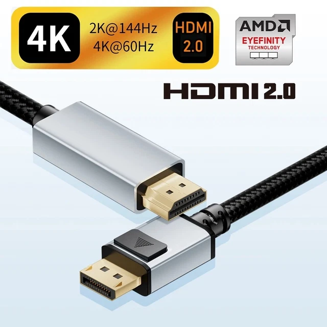 Display Port to HDMI Cable DP Adapter Converter Audio Video PC HDTV 1080P 60Hz