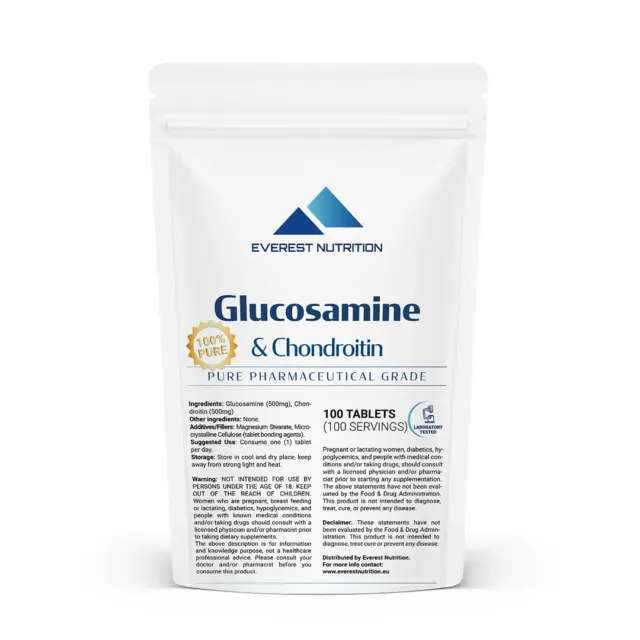 GLUCOSAMINE & CHONDROITIN TABLETS 1000mg JOINTS & BONES REGENERATION