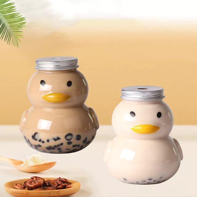 500ml Transparent Bottles Cute Duck Shape Disposable Drink Containers DIY Ma SN❤